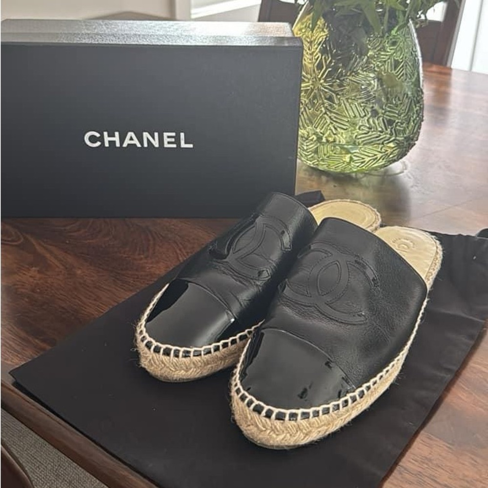 Chanel Black Espadrilles 39/8